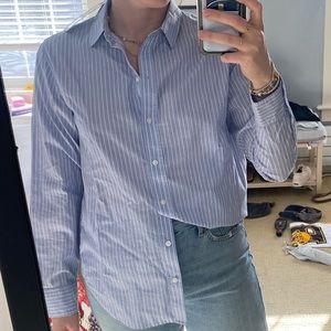 Everlane Silky Cotton Relaxed Shirt in Light Blue Stripe